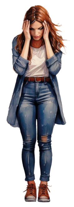 Une femmes qui se prend la tête dans les mains car elle a des blocages émtionnels