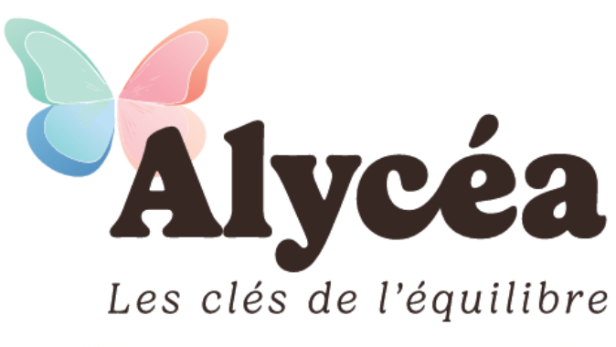 Logo Alycea avec papillon multicolore et le texte "les clés de l'équilibre"