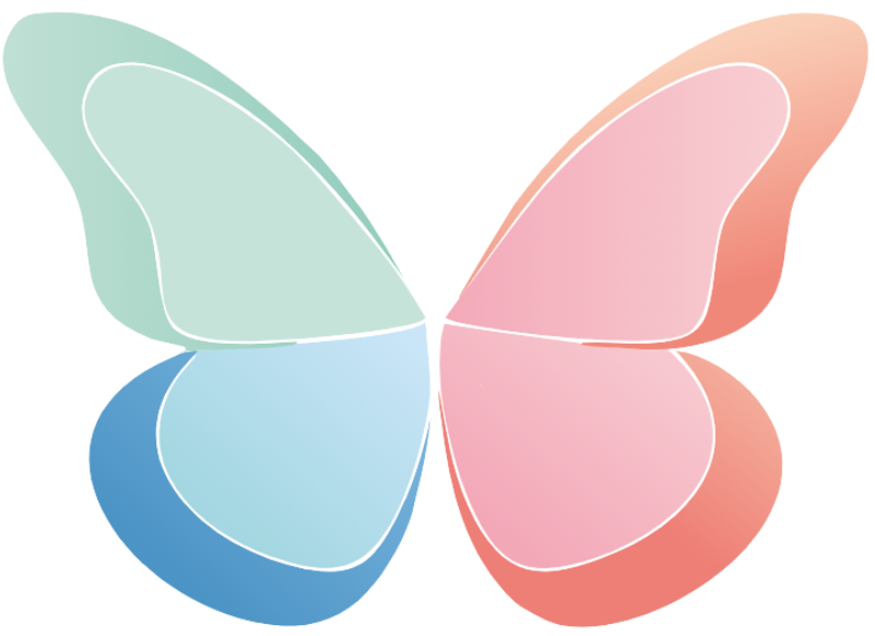 Le logo papillon multicolore de Alycea coaching