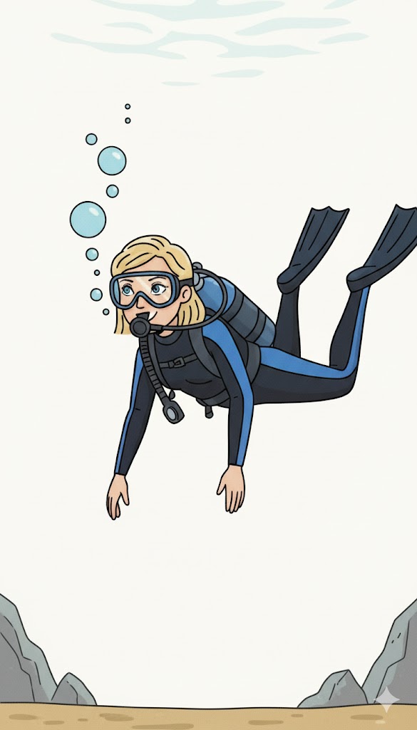 Illustration de Delphine Harel qui pratique sa passion la plongée sous marine